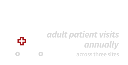 140000+ adult patient visits annually across three sites