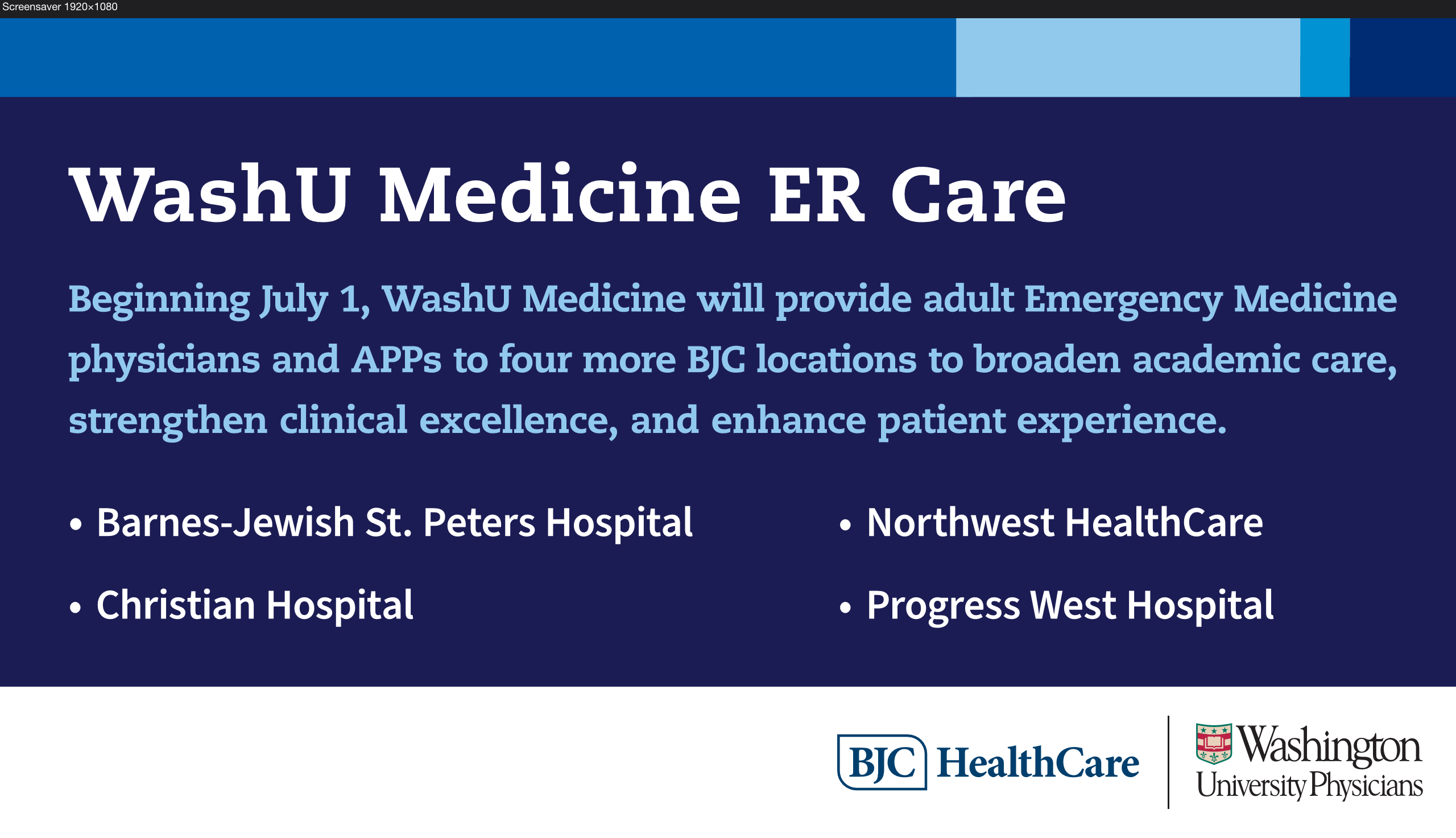 WashU Medicine Extends its Emergency Medicine Physician and Advance Practice Providers at Additional BJC HealthCare Hospitals