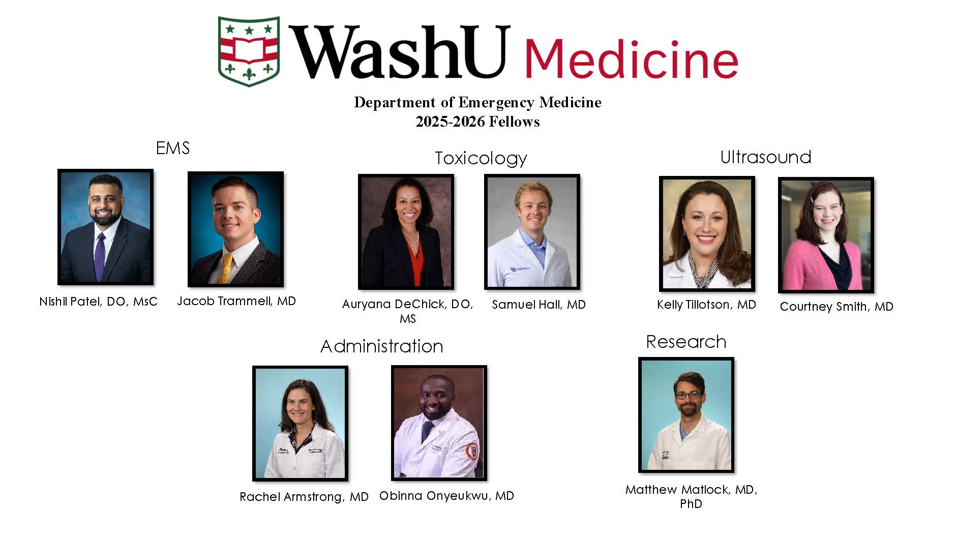 Welcome WashUMed’s Emergency Medicine Fellows for 2025-2026