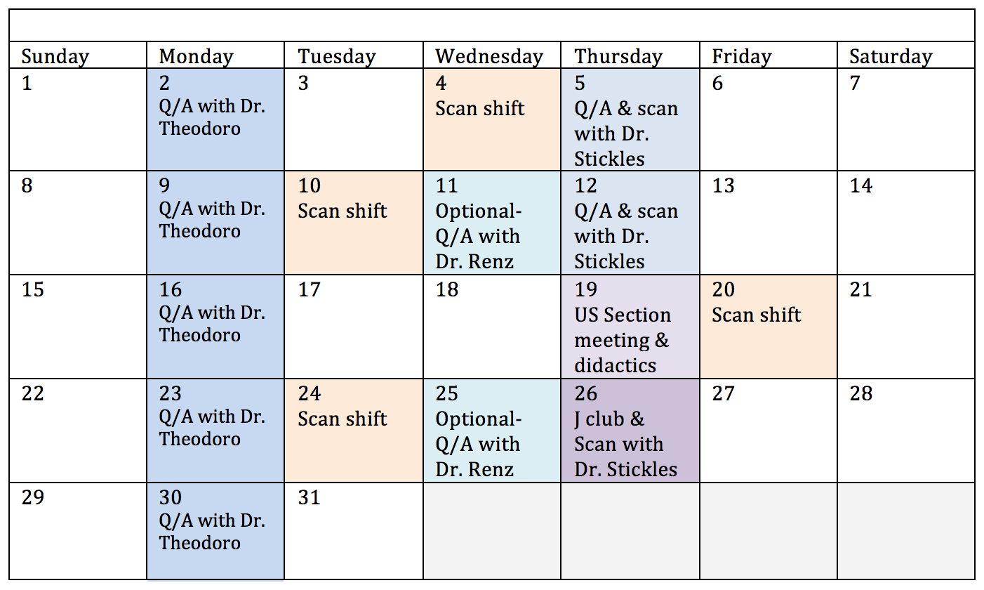 Ultrasound Fellowship Schedule - Emergency Medicine